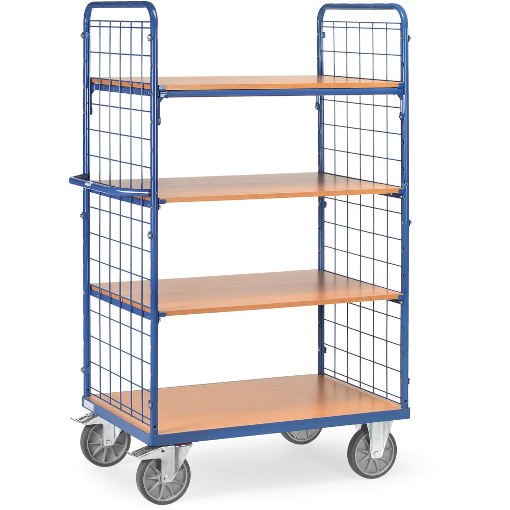 fetra® Shelved trolley with wire lattice 8412